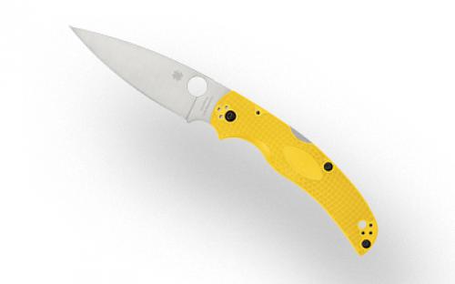 Spyderco Native Chief Lightweight Salt, Folding Knife, Plain Edge, Yellow FRN Handle, Satin Finish, Silver, 4.02 Blade Length, CPM Magnacut Steel C244PYL