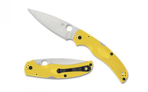 Spyderco Native Chief Lightweight Salt, Folding Knife, SpyderEdge Serrated Blade, Yellow FRN Handle, Satin Finish, Silver, 4.02 Blade Length, CPM Magnacut Steel C244SYL