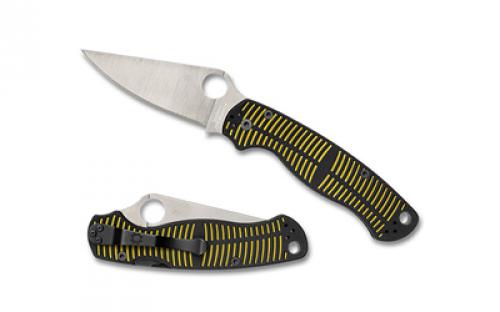 Spyderco Para Military 2 Salt, Folding Knife, Plain Edge, Satin Finish, Silver Blade, Black and Yellow G10 Handle, 3.45 Blade, CPM MagnaCut Steel C81GBKYLMCP2