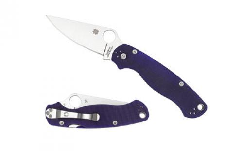 Spyderco Para Military 2, 3.438 Folding Knife, CPM S110V, Plain, Circle Thumb Hole/Pocket Clip, Dark Blue G10 C81GPDBL2