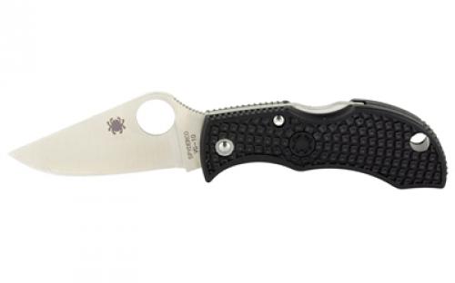 Spyderco Manbug, 1.94 Folding Knife, Silver, Plain, Clip Point, Circle Thumb Hole, Box, VG-10, Black MBKP