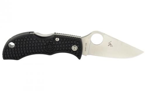 Spyderco Manbug, 1.94" Folding Knife, Silver, Plain, Clip Point, Circle Thumb Hole, Box, VG-10, Black MBKP