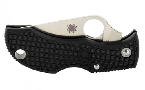 Spyderco Manbug, 1.94" Folding Knife, Silver, Plain, Clip Point, Circle Thumb Hole, Box, VG-10, Black MBKP