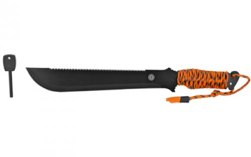 UST - Ultimate Survival Technologies Paracuda Pro Machete, Plain Edge, Black Oxide Finish, Orange ParaTinder Grip 1156909