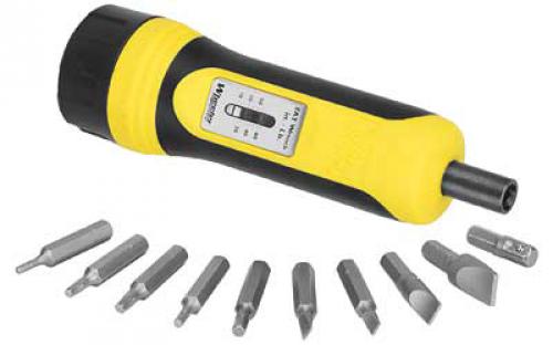 Wheeler Fat Wrench Tool, Adjustable Torque, Settings from 5-60lbs, 10 Bit Set, Black/Yellow 553556