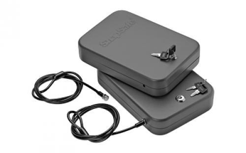 SnapSafe Lock Box, X-Large, 10 x 7 x 2, 2 Pack, Keyed Lock, 16 Gauge Steel, Cable Included, Black Finish 75211