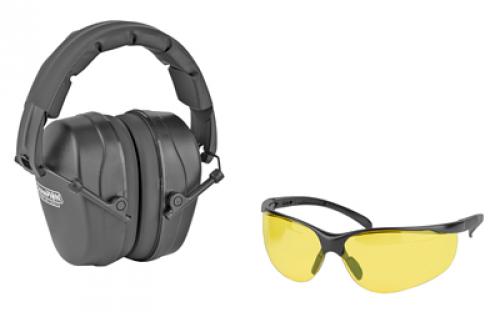 Champion Traps & Targets Shooting Combo Kit, Black Passive Earmuff, Amber Lens 40626