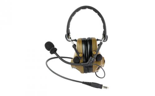 3M/Peltor ComTac V, Electronic Earmuff, Headband, Foldable, Single Lead, Standard Dynamic Mic, NATO Wiring, Coyote Brown Color MT20H682FB-47 CY