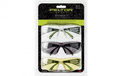 3M/Peltor SecureFit 400, Anti-fog Glasses, Lightweight, Amber/Clear/Gray, Safety Eyewear 3-Pack SF400-P3PK-6