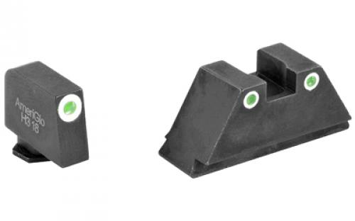 AmeriGlo Tall Suppressor Series, 3 Dot Sights for All Glocks, Green with White Outline, Front and Rear Sights GL-329