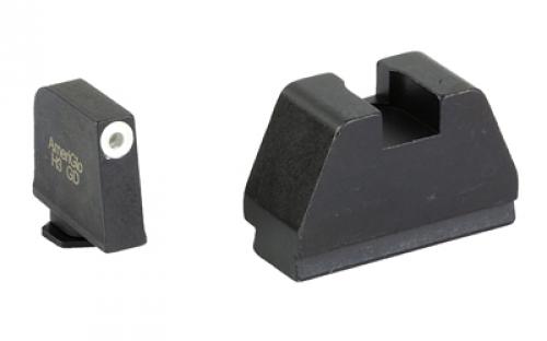 AmeriGlo Optic Compatible Sight 4XL, Night Sights, Green Tritium White Outline .385" Front, Flat Black .480" Rear, Fits All Glocks GL-495