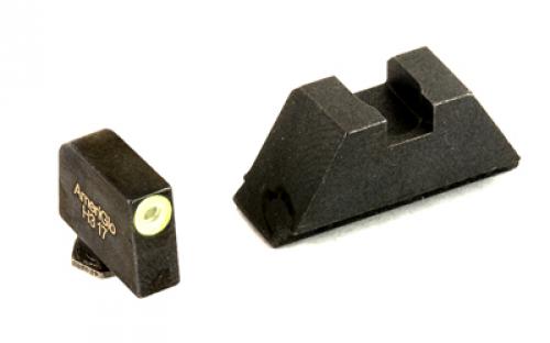 AmeriGlo Sight, Fits All Glocks except 42/43, Green Tritium LimeGreen Lumi Outline Front Black Rear, Tall Suppressor Set GL-611