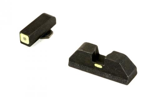 AmeriGlo Combative Application Pistol Sight for Glock 17,19,22,23,24,26,27,33,34,35,37,38,39, Green/Green, Green Tritium Front Sight with Lumi Outline, Rear Sight Lumi Horizontal Line in Center GL-614