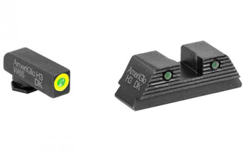 AmeriGlo Trooper, Sight, Fits Glock 20,21,29,30,31,32,36,40,41, Green Tritium LumiLime Outline Front, Green Tritium Black Serrated Rear, Front/Rear GL-820