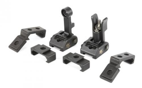 Griffin Armament M2 Sight Deploy Kit, Front/Rear Folding Sights, Fits Picatinny Rails, Matte Black Finish, Includes 12 O'Clock & 45 Degree Bases GAM2DK