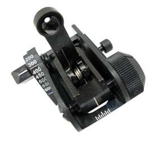 Matech Sight, Fits Picatinny, Black, Rear, Ranging Aperture, Flip Up BUIS