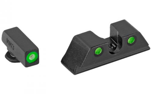 Meprolight Hyper-Bright, Tritium Sight Set, Green Front/Green Rear, For Glock Standard Frame 9/357SIG/40/45GAP 0402243111