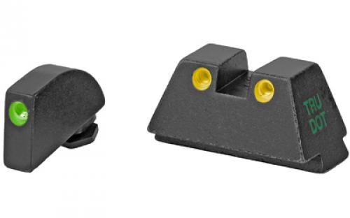 Meprolight Tru-Dot, Tritium Suppressor Sight, Green/Yellow, Fits Glock Standard Frames 9MM/357SIG/40S&W/45GAP, Black 0102243291