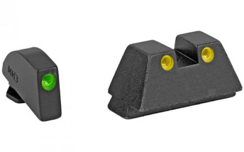 Meprolight Tru-Dot, Tritium Suppressor Sight, Green/Yellow, Fits Glock Standard Frames 9MM/357SIG/40S&W/45GAP, Black 0102243291