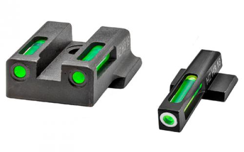 Hi-Viz LightWave H3, Fits Smith & Wesson M&P 9 SHIELD EZ, Tritium/Fiber Optic Night Sights, Green Front with White Ring and Green Rear 9EZN321