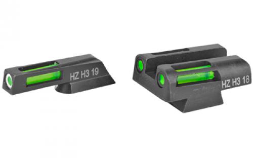 Hi-Viz LightWave H3, Fits CZ75/85/P-01, Tritium/Fiber Optic Night Sights, Green Front with White Ring and Green Rear CZN321