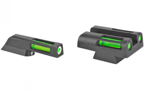 Hi-Viz LightWave H3, Fits CZ75/85/P-01, Tritium/Fiber Optic Night Sights, Green Front with White Ring and Green Rear CZN321