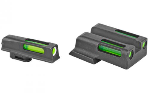 Hi-Viz LightWave H3, Fits Smith & Wesson M&P 380 SHIELD EZ, Tritium/Fiber Optic Night Sights, Green Front with White Ring and Green Rear EZN321