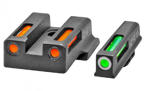 Hi-Viz LightWave H3, Fits Smith & Wesson M&P 380 SHIELD EZ, Tritium/Fiber Optic Night Sights, Green Front with White Ring and Orange Rear EZN421