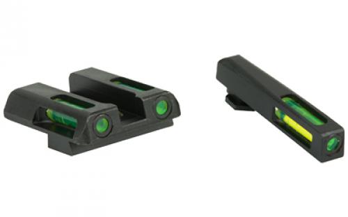 Hi-Viz LiteWave H3 Tritium/Litepipe Night Sights, Fits Glock 42 and 43, Green Front and Rear GLN321