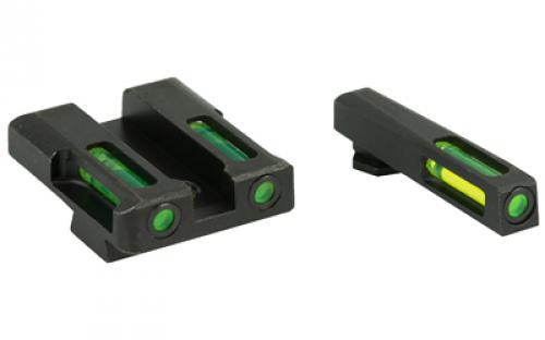 Hi-Viz LiteWave H3 Tritium/Litepipe Night Sights, Fits Glock 17,19,26,27,33,34, Green Front and Rear GLN325