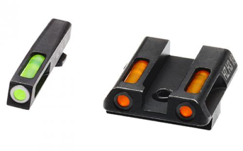Hi-Viz LiteWave H3 Tritium/Litepipe Night Sights, For GLOCK 42/43, Green Front with White Front Ring, Orange Rear GLN421