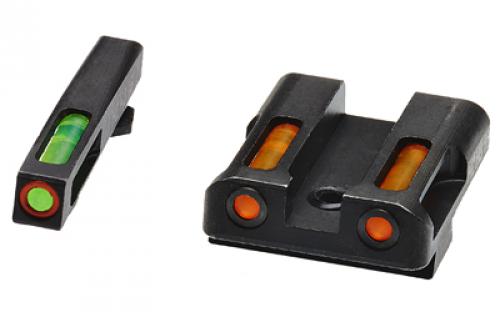 Hi-Viz LiteWave H3 Tritium/Litepipe Night Sights, Fits Glk 9/40SW/357Sig, Green Front w/Orange Front Ring, Orange Rear GLN625