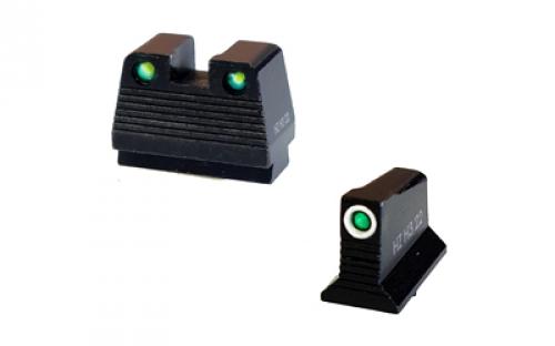 Hi-Viz N2 Co-Witness Sight, For Glock MOS 9MM/40S&W/357SIG, .430 Height, Green With White Ring Outline Front, Green Tritium Rear GMNG21-2