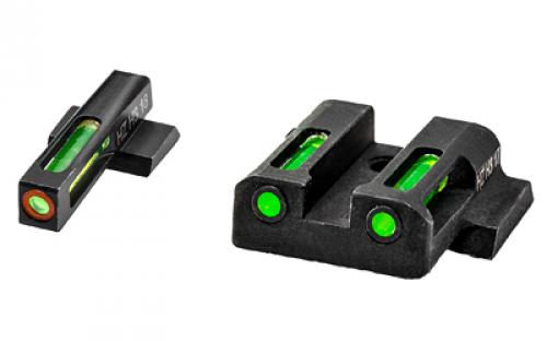 Hi-Viz LiteWave H3 Tritium/Litepipe Night Sights, M&P Shield 9MM, 40S&W and 45 Calibers, Green Front w/Orange Front Ring, Green Rear MPSN521