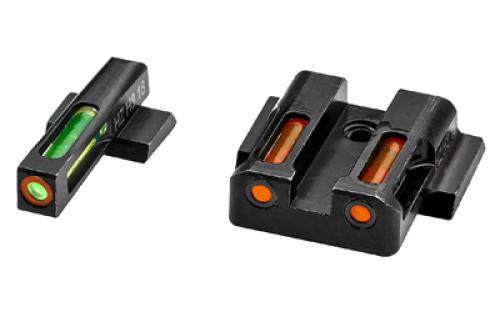 Hi-Viz LiteWave H3 Tritium/Litepipe Night Sights, Fits M&P Shield 9MM, 40S&W and 45 Calibers, Green Front w/Orange Front Ring, Orange Rear MPSN621