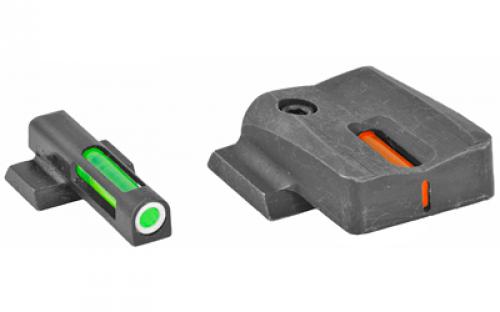 Hi-Viz LightWave H3 Express, Fits Smith & Wesson M&P SHIELD, Tritium/Fiber Optic Night Sights, Green Front with White Ring and Orange Rear MPSXN421