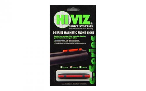 Hi-Viz Magnetic Sight, Narrow, Fits Shotgun Rib .218-.328, Red S300-R