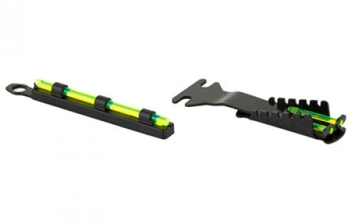 Hi-Viz Tom Buster II Turkey sight Combo Pack. Fits shotguns with threaded bead, rib widths from .250" to .437" (1/4" to 7/16") (6mm to 11.1mm). Rear sight is fully adjustable and features two Green, non-replaceable LitePipes. Front sight includes one Green and one Orange replaceable LitePipe. TB2004