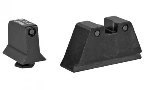 Trijicon Bright & Tough, Sight, Suppressor Set, Fits Glock 17,17L,19,22,23,24,25,26,27,28,31,32,33,34,35,37,38,39, Black Front/Black Rear with Green Lamps GL201-C-600661