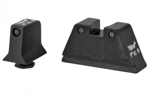 Trijicon Bright & Tough, Sight, Suppressor Set, Fits Glock 17,17L,19,22,23,24,25,26,27,28,31,32,33,34,35,37,38,39, Black Front/Black Rear with Green Lamps GL201-C-600661