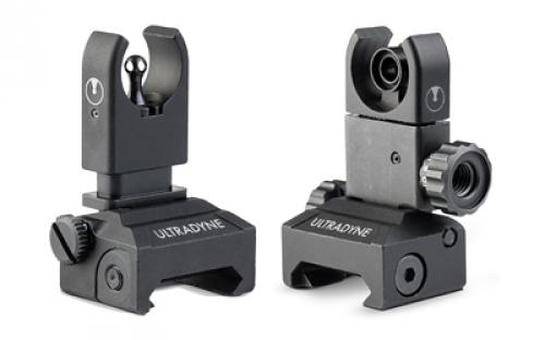 Ultradyne USA C4 Front & Rear Sight Combo, Fits Picatinny Rails, Black, 4.7 oz. Total, 4140 CrMo Steel UD10480