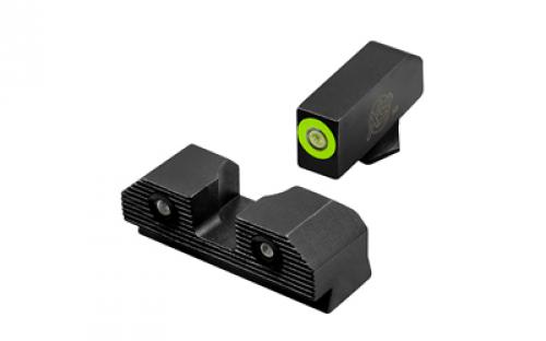 XS Sights R3D 2.0, Tritium Night Sight, For Glock 17/19/22/23/24/26/27/31/32/33/34/35/36, Green Front Outline, Green Tritium Front/Rear GL-R201P-6G