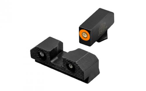 XS Sights R3D 2.0, Tritium Night Sight, Fits Glock 17/19/22/23/24/26/27/31/32/33/34/35/36, Orange Front Outline, Green Tritium Front/Rear GL-R201P-6N