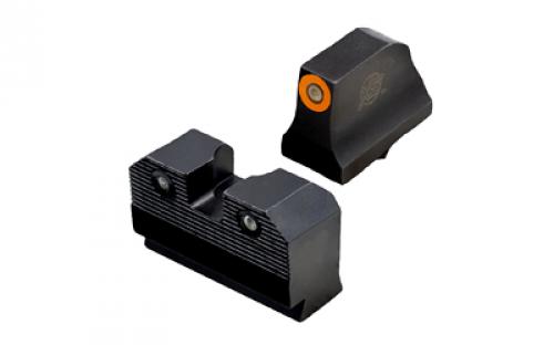 XS Sights R3D 2.0, Suppressor Height Night Sight, For Glock 17/19/22/23/24/26/27/31/32/33/34/35/36, Orange Front Outline, Green Front/Rear Tritium GL-R204P-6N