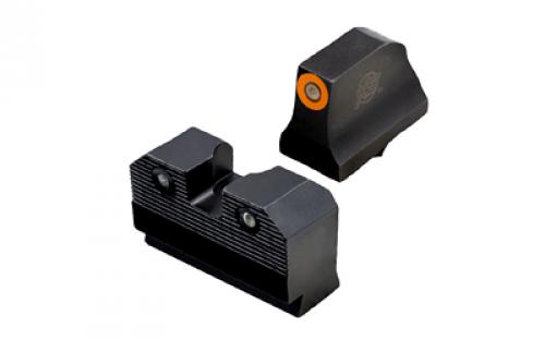 XS Sights R3D 2.0, Suppressor Height Night Sight, For Glock  20/21/29/30/30S/37/41, Orange Front Outline, Green Front/Rear Tritium GL-R205P-6N
