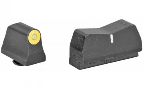 XS Sights DXW2 Big Dot, Night Sights, Suppressor Height, Yellow Front Night Sight, Standard Black Rear Sight, For Glock 17/19/22/23/24/26/27/31/32/33/34/35/36/45, Taurus G3c/GX4/New Production G3, Walther PDP GL-0015P-3Y