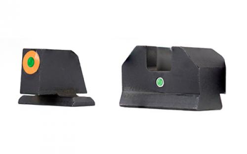 XS Sights F8 Night Sight, Fits Glock Models 17/19/22/23/24/26/27/31/32/33/34/35/36/38/, Taurus G3c/GX4/New Production G3, Walther PDP, Green with Orange Outline Front, Green Rear, Tritium Front/Rear GL-F006P-5