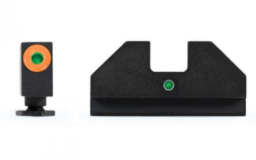 XS Sights F8 Night Sight, Fits Glock Models, 20,21,29,30,30S,37,40,41, Green with Orange Outline Front, Green Rear, Tritium Front/Rear GL-F007P-5