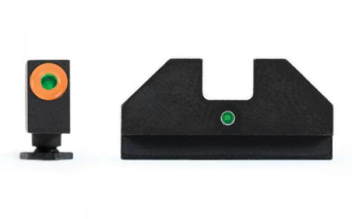 XS Sights F8 Night Sight, Fits Glock 42 and 43, Green with Orange Outline Front, Green Rear, Tritium Front/Rear GL-F008P-5