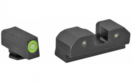 XS Sights R3D Night Sights, Green Front Dot, Fits Glock 17/19/22/23/24/26/27/31/32/33/34/35/36/38, Taurus G3c/GX4/New Production G3, Walther PDP, Steel/Blued GL-R012P-6G